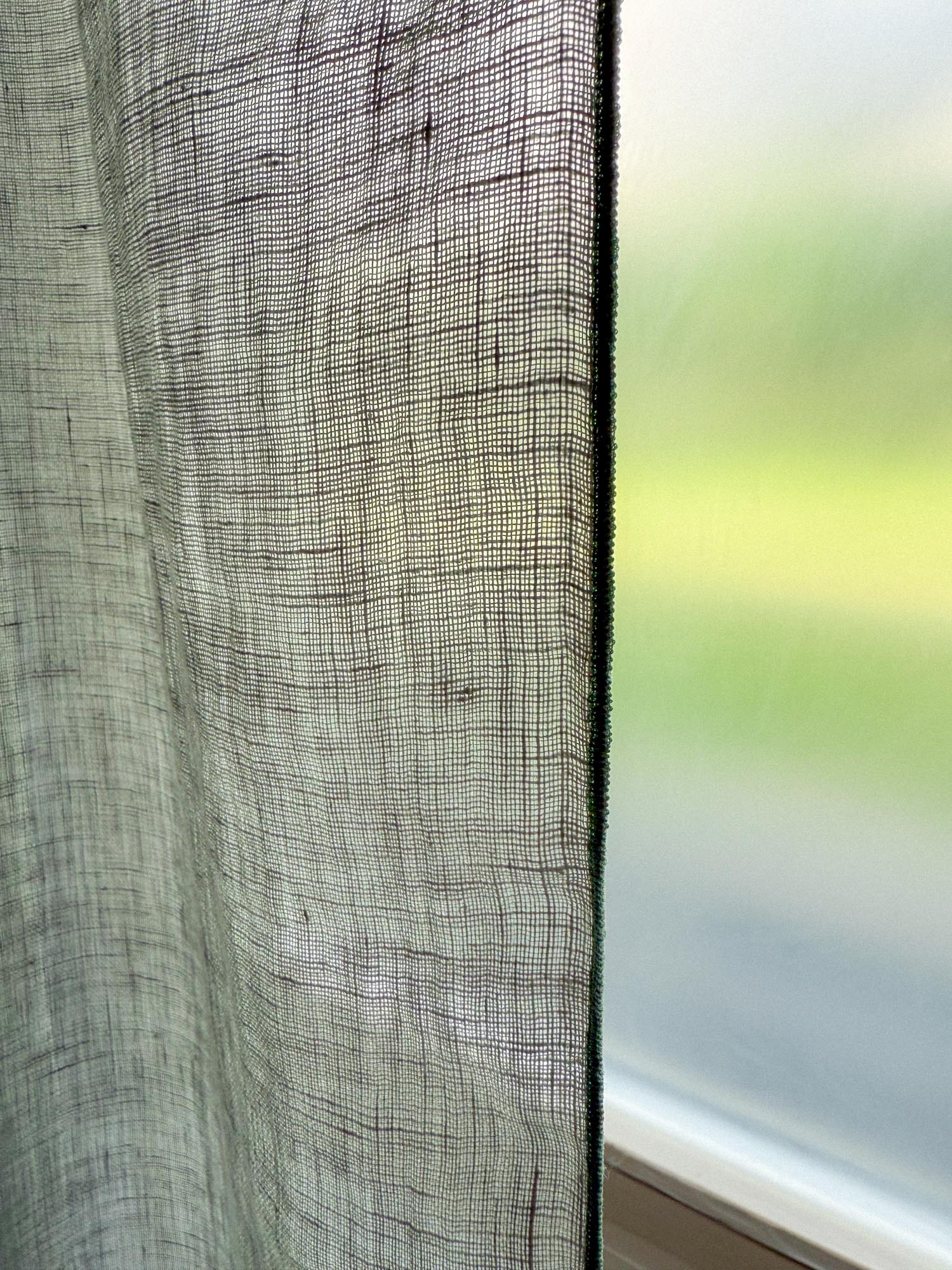 Linnen Mousseline Gordijn in Saliegoren, 1 stuk