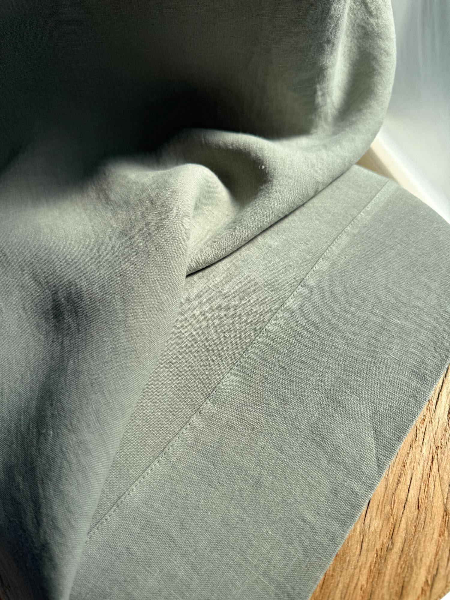 Middenzware linnen gordijnen – Saliegroen, set van 2