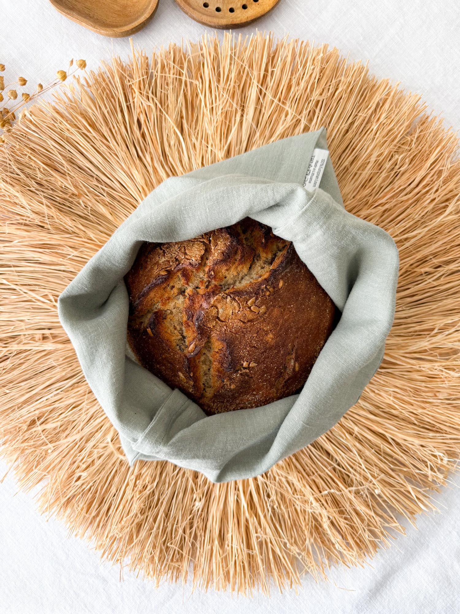 Saliegroen Linnen Broodzak