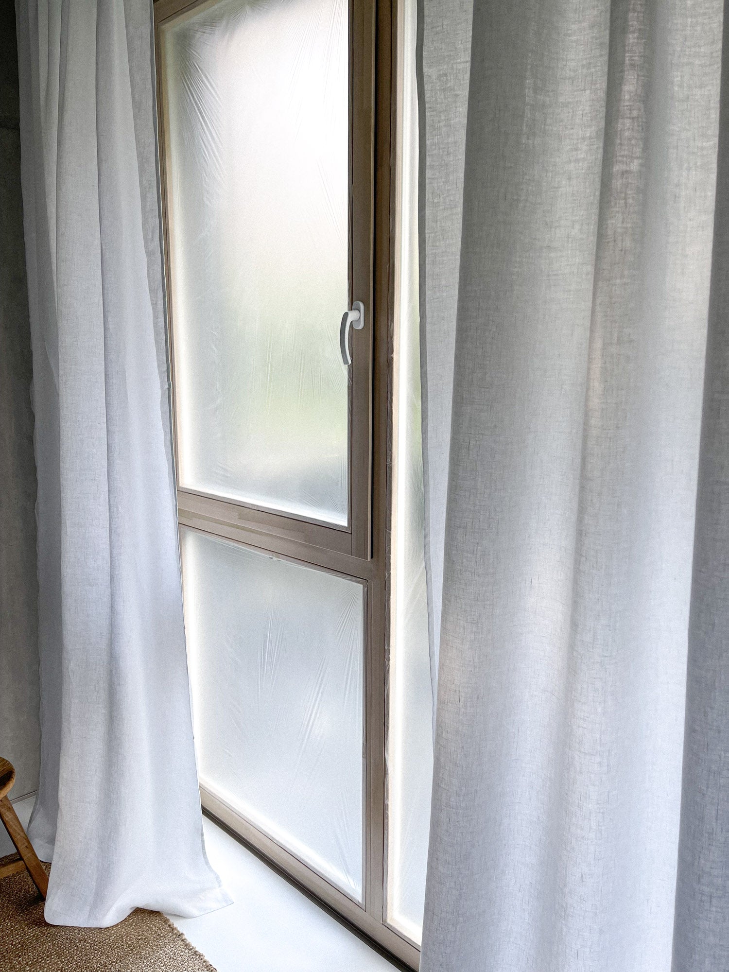 Middenzware linnen gordijnen – Wit, set van 2
