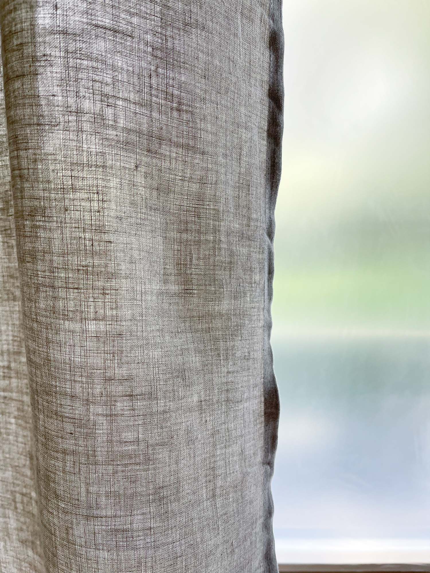 Middenzware linnen gordijnen – Beige, set van 2