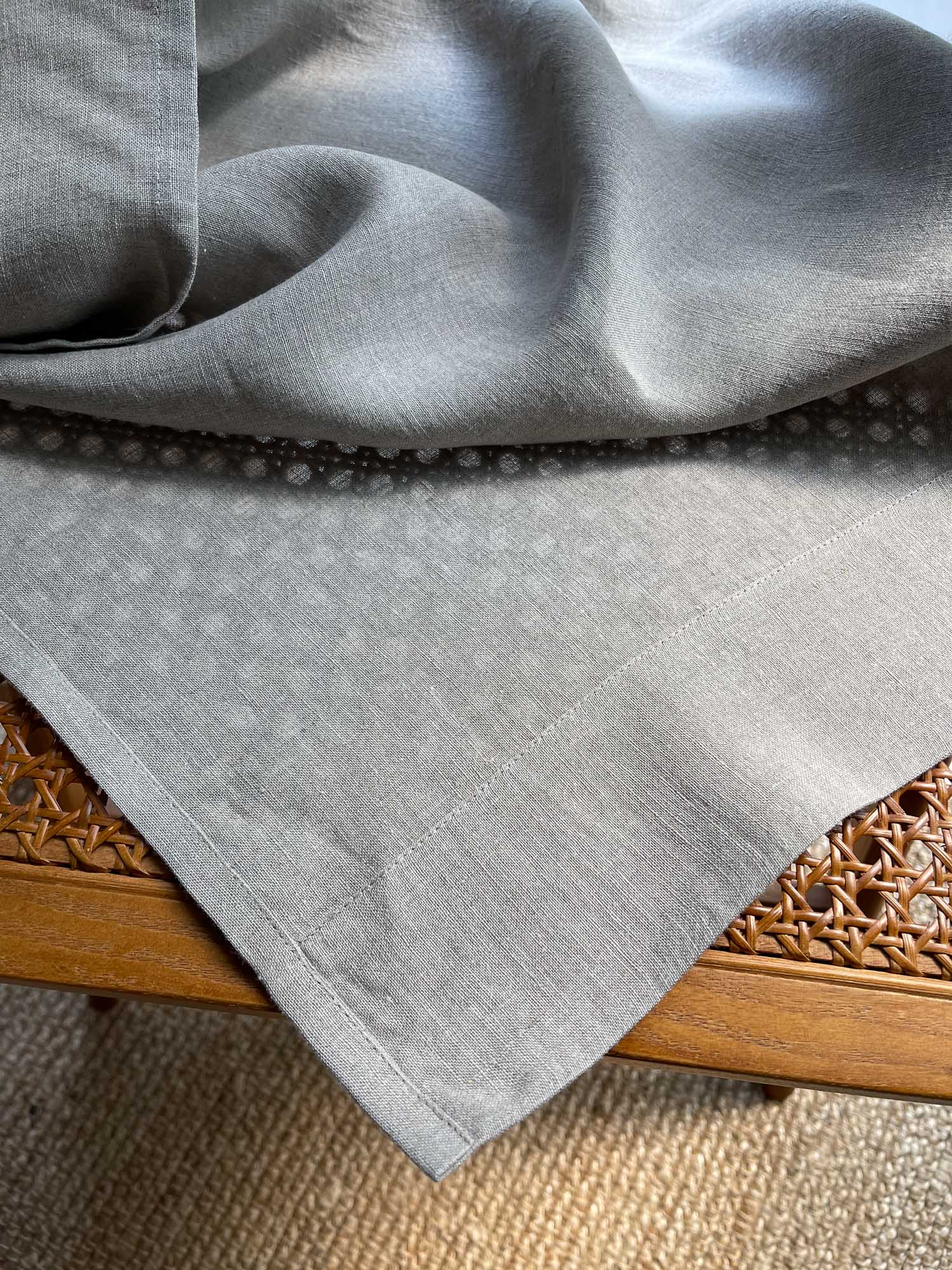 Middenzware linnen gordijnen – Beige, set van 2