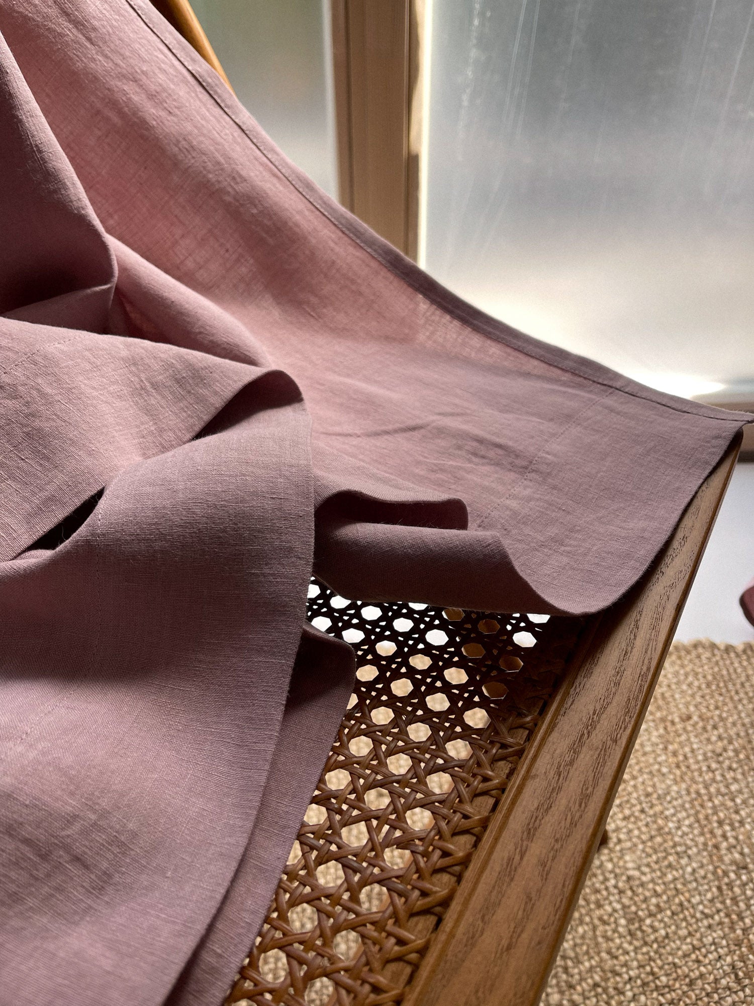 Middenzware linnen gordijnen – Oud Roze, set van 2