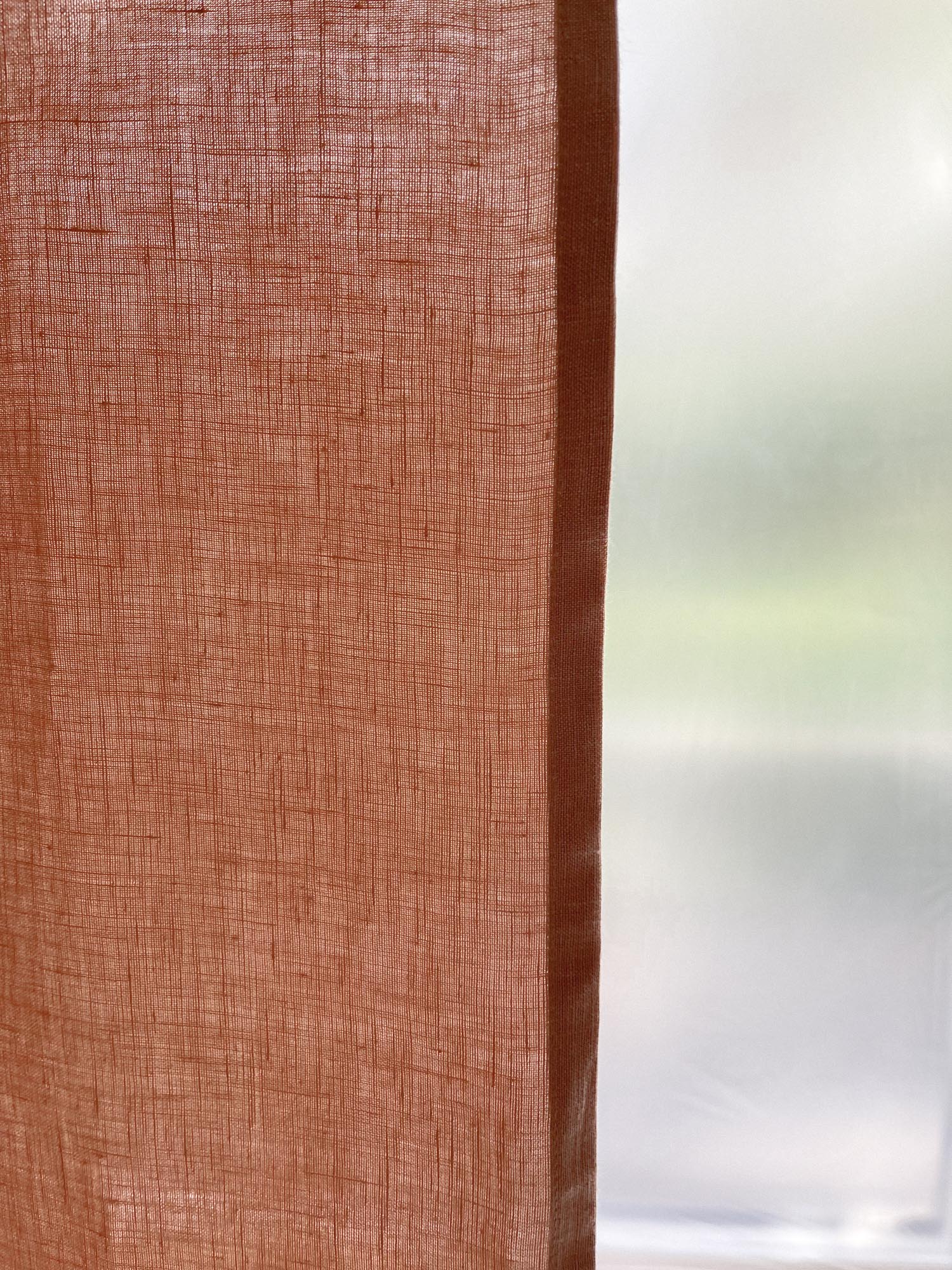 Middenzware linnen gordijnen – Tan, set van 2