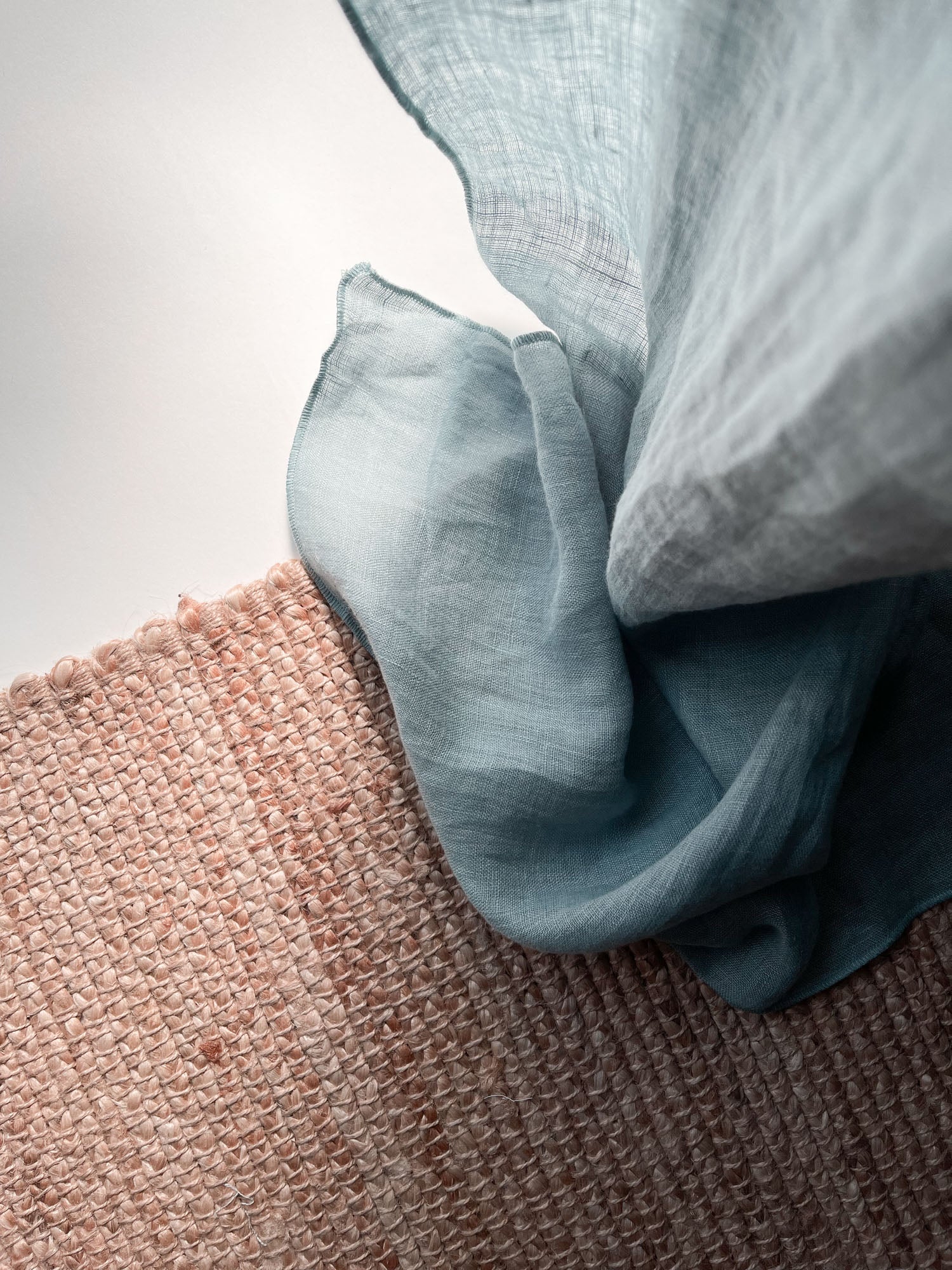 Linnen Mousseline Gordijn in Steenblauw, 1 stuk