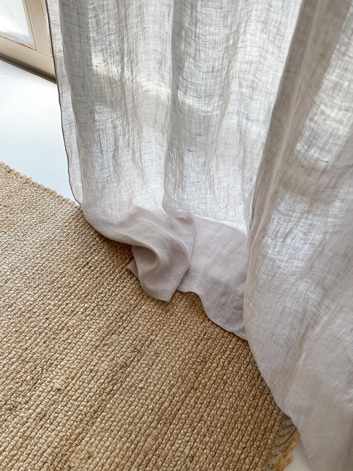 Linnen Mousseline Gordijn in Beige, 1 stuk