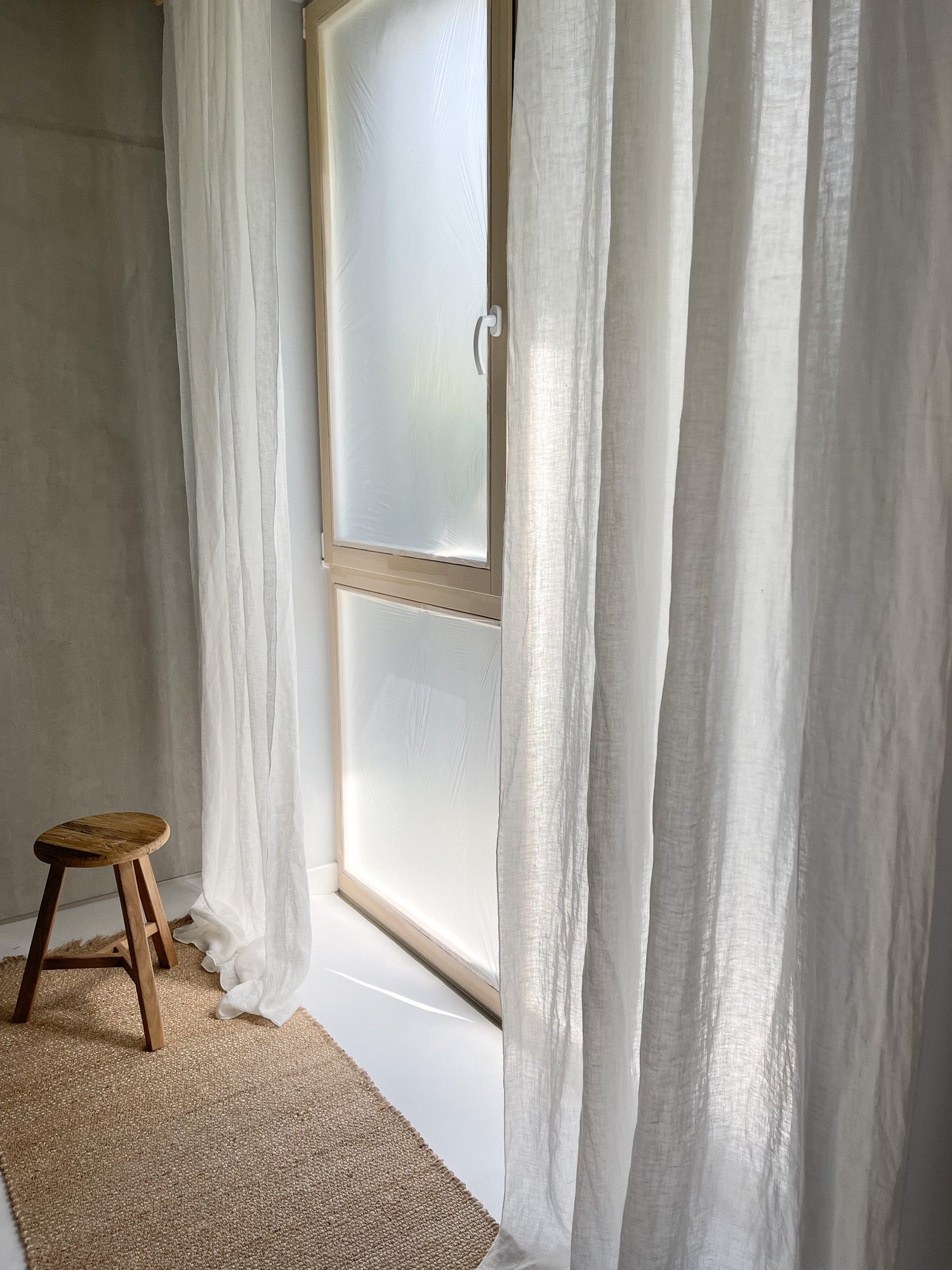 Linnen Mousseline Gordijn in Gebroken Wit, 1 stuk