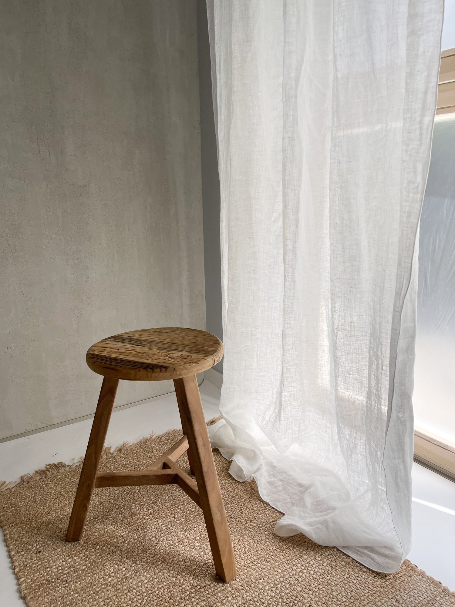 Linnen Mousseline Gordijn in Gebroken Wit, 1 stuk