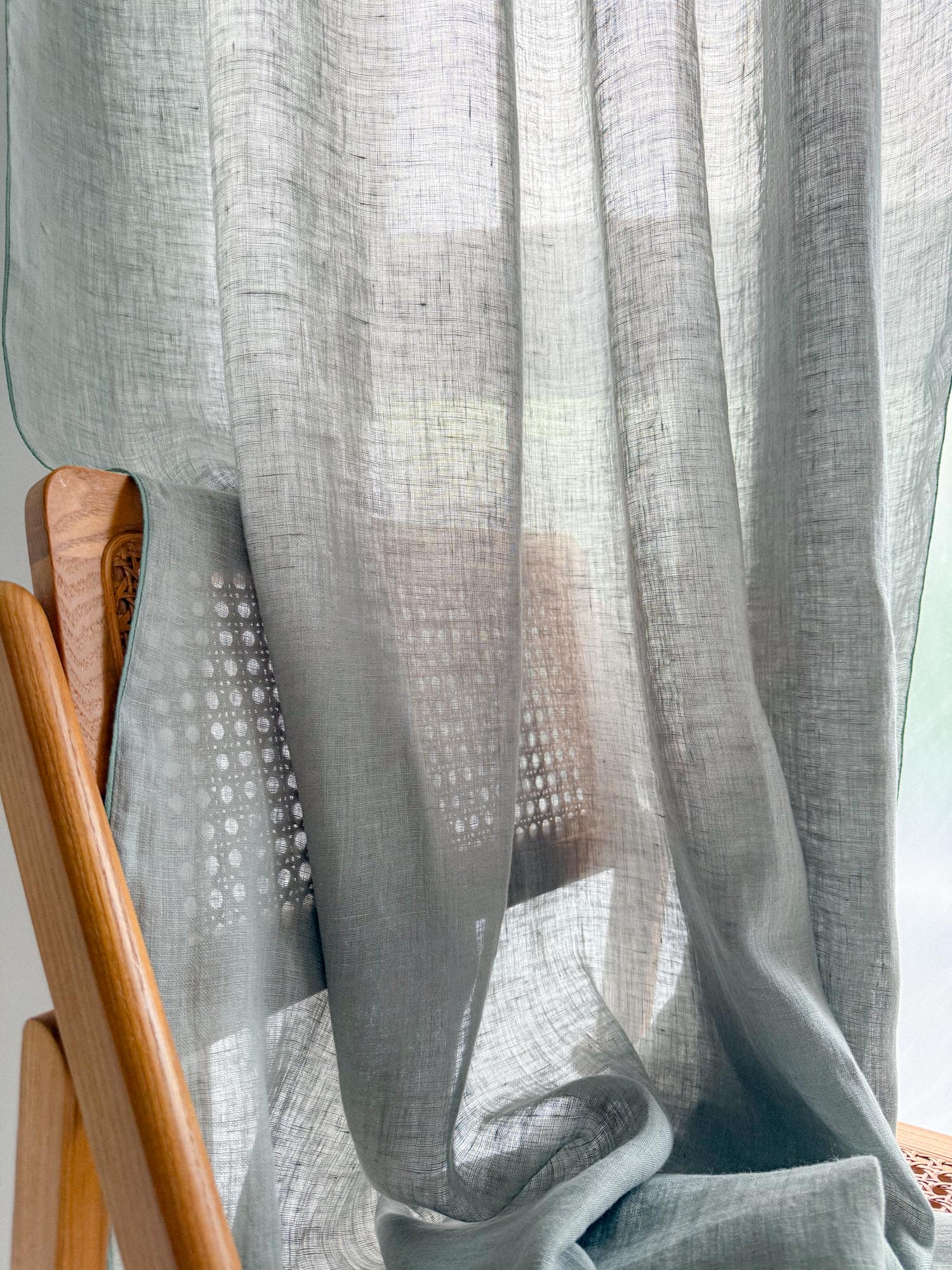 Linnen Mousseline Gordijn in Saliegoren, 1 stuk