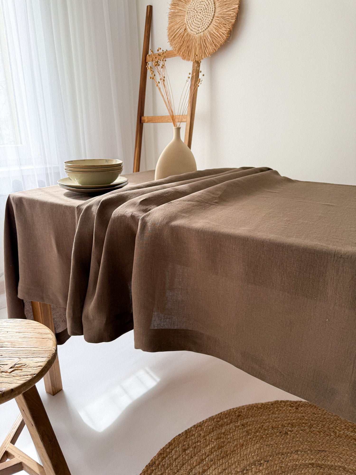 Bruin Linnen Tafelkleed