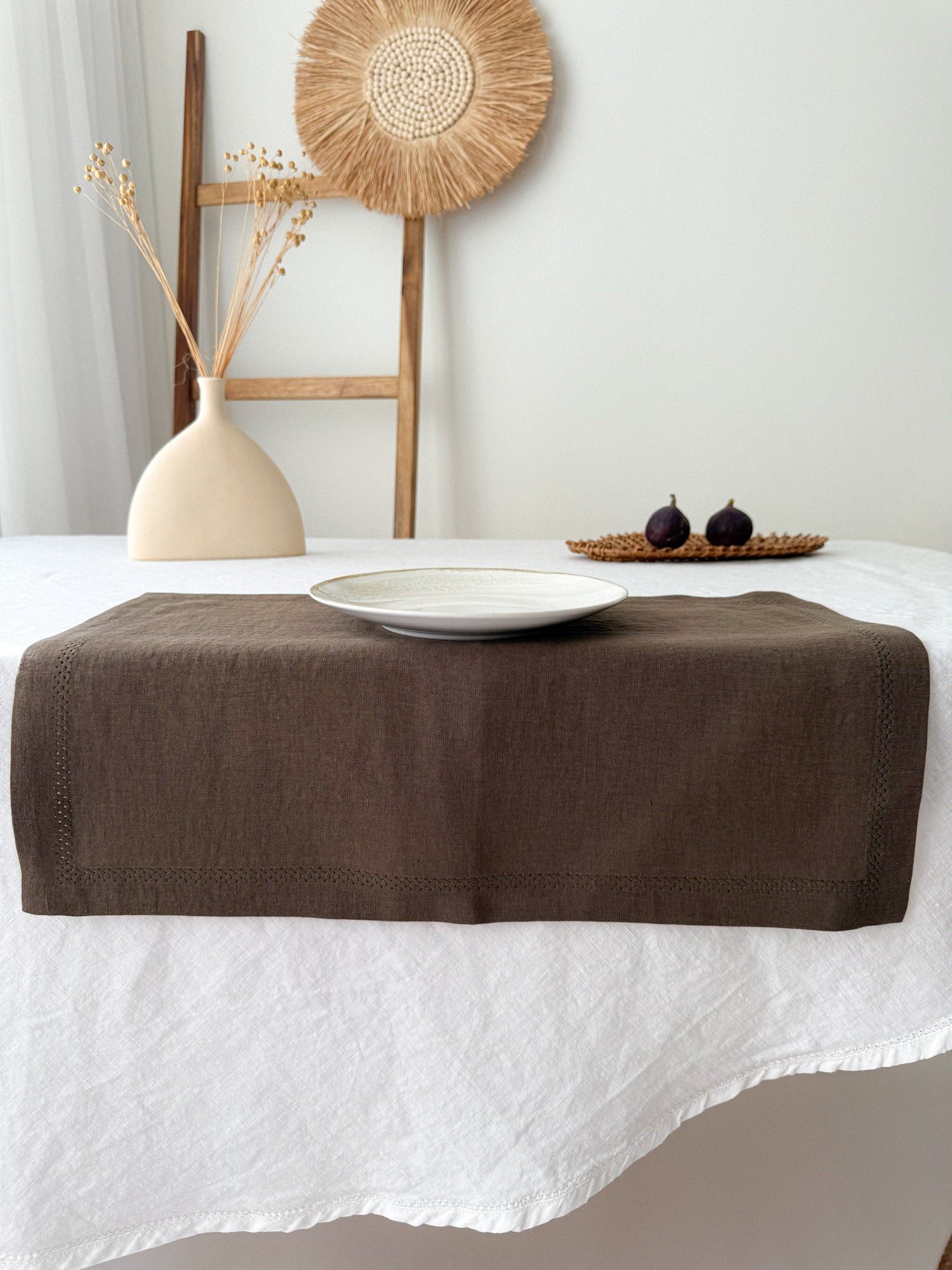 Bruin Linnen Placemat met Open Zoomsteek