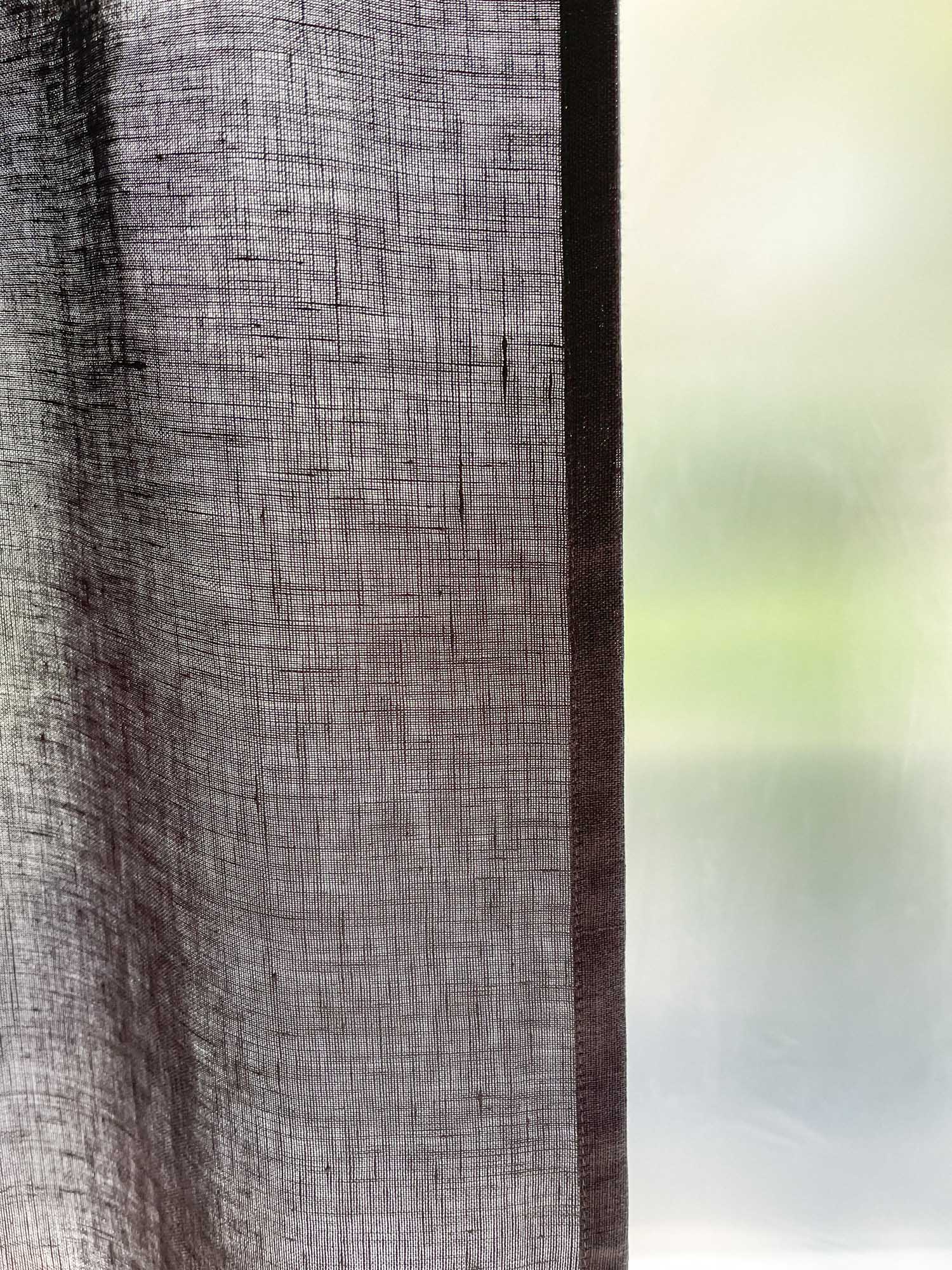 Middenzware linnen gordijnen – Donkergrijs, set van 2