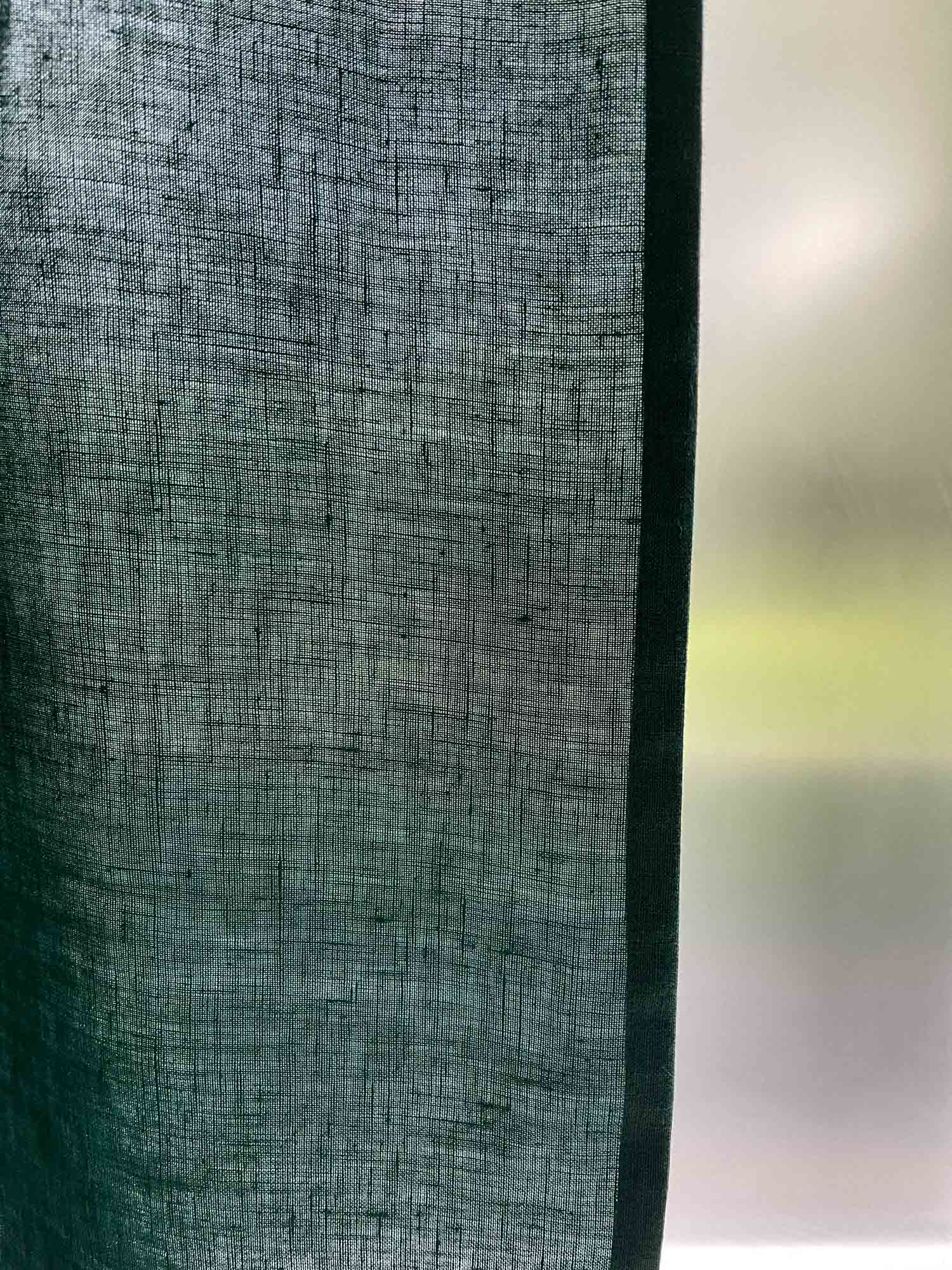 Middenzware linnen gordijnen – Donkergroen, set van 2