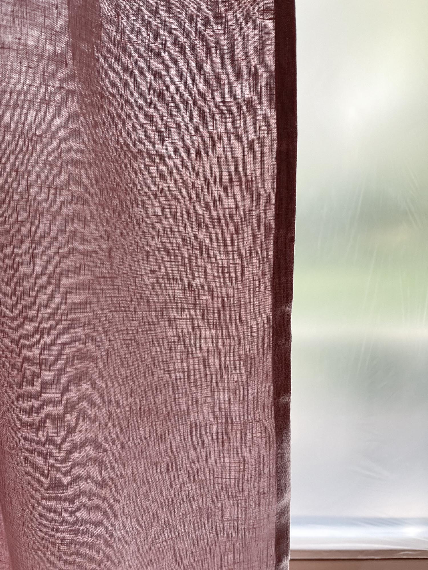 Middenzware linnen gordijnen – Oud Roze, set van 2