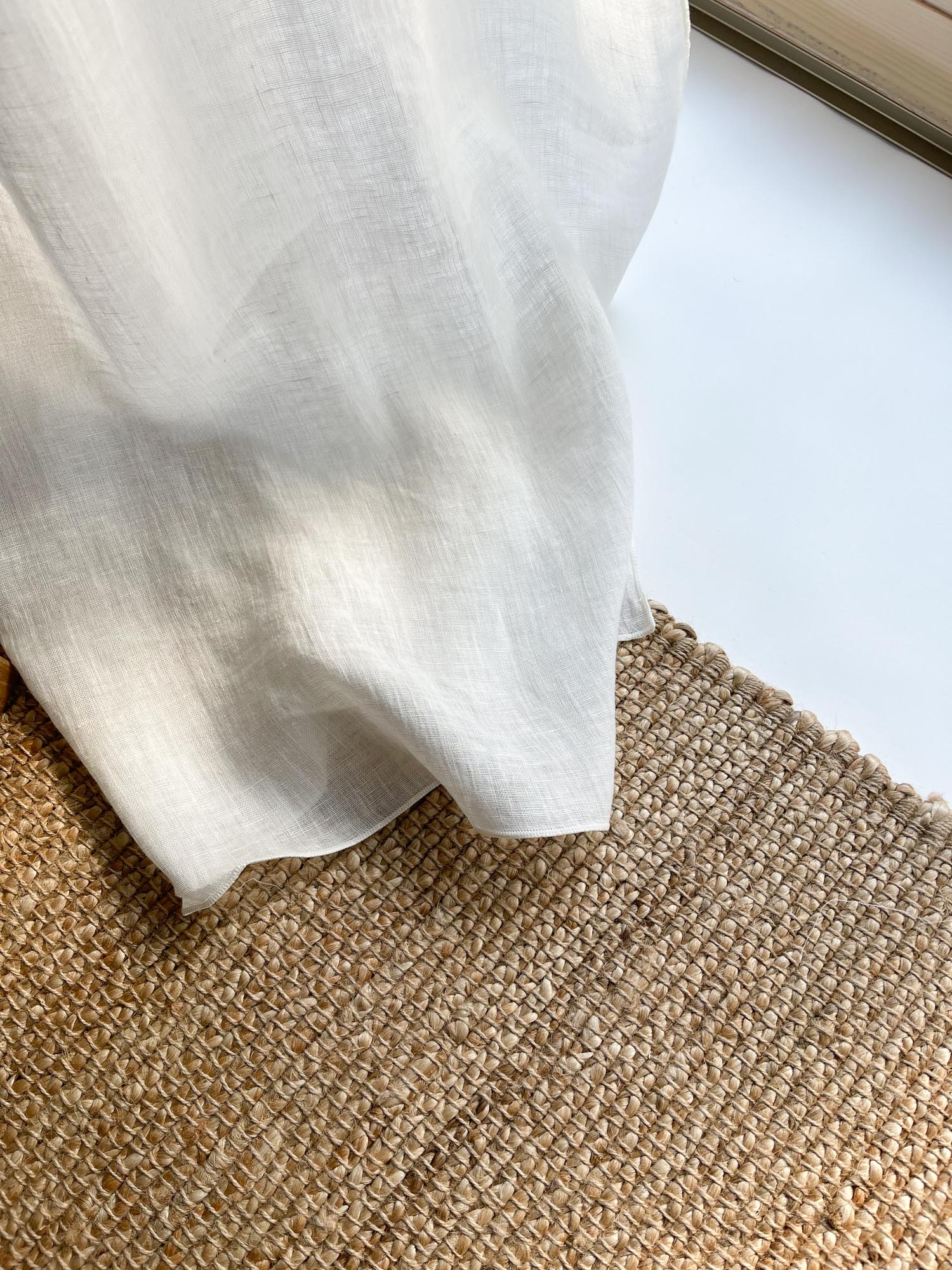 Linnen Mousseline Gordijn in Gebroken Wit, 1 stuk